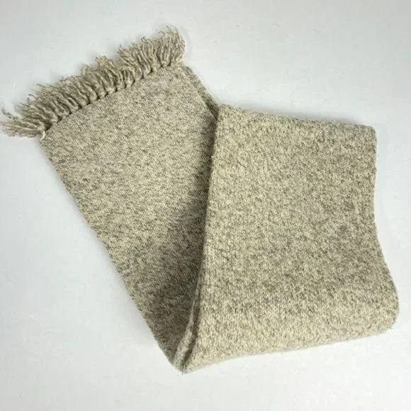 Vintage Wool Scarf Knit With Fringe Marled Neck Wrap Thick Weave Grunge 1980’s - Picture 2 of 3